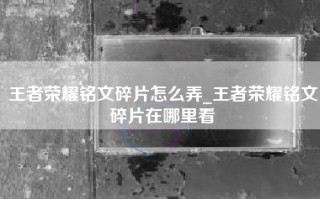 王者荣耀铭文碎片怎么弄_王者荣耀铭文碎片在哪里看