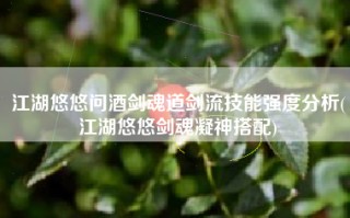 江湖悠悠问酒剑魂道剑流技能强度分析(江湖悠悠剑魂凝神搭配)