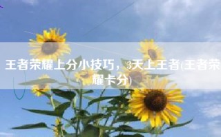 王者荣耀上分小技巧，3天上王者(王者荣耀卡分)