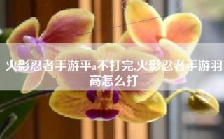 火影忍者手游平a不打完,火影忍者手游羽高怎么打