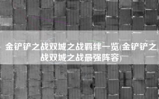 金铲铲之战双城之战羁绊一览(金铲铲之战双城之战最强阵容)