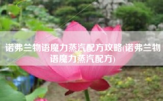 诺弗兰物语魔力蒸汽配方攻略(诺弗兰物语魔力蒸汽配方)