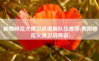 阴阳师花火保卫战速刷队伍推荐(阴阳师花火保卫战阵容)