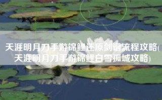 天涯明月刀手游锦鲤还原剑谱流程攻略(天涯明月刀手游锦鲤白雪孤城攻略)