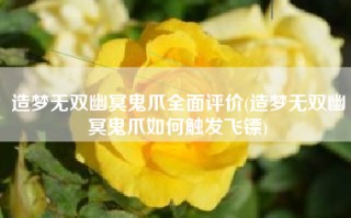 造梦无双幽冥鬼爪全面评价(造梦无双幽冥鬼爪如何触发飞镖)