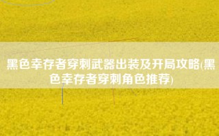 黑色幸存者穿刺武器出装及开局攻略(黑色幸存者穿刺角色推荐)
