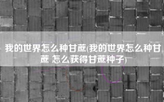 我的世界怎么种甘蔗(我的世界怎么种甘蔗 怎么获得甘蔗种子)