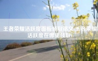 王者荣耀活跃度面板领取铭文(王者荣耀活跃度在哪里领取)