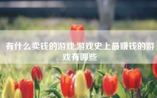 有什么卖钱的游戏,游戏史上最赚钱的游戏有哪些