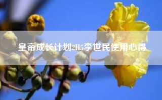 皇帝成长计划2H5李世民使用心得