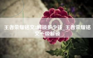 王者荣耀铭文3解锁多少钱_王者荣耀铭文一级解锁