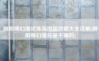 阴阳师幻境试炼海国篇攻略大全详解(阴阳师幻境符是干嘛的)