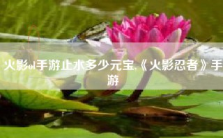 火影ol手游止水多少元宝,《火影忍者》手游
