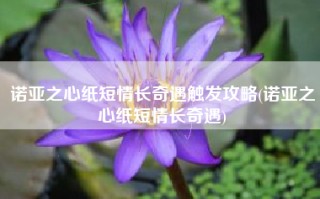 诺亚之心纸短情长奇遇触发攻略(诺亚之心纸短情长奇遇)