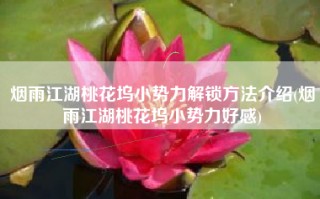 烟雨江湖桃花坞小势力解锁方法介绍(烟雨江湖桃花坞小势力好感)