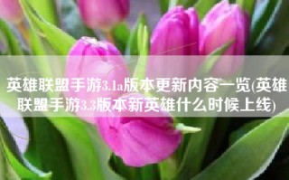英雄联盟手游3.1a版本更新内容一览(英雄联盟手游3.3版本新英雄什么时候上线)
