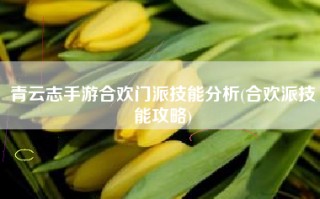 青云志手游合欢门派技能分析(合欢派技能攻略)