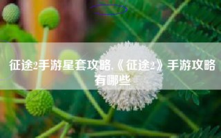 征途2手游星套攻略,《征途2》手游攻略有哪些