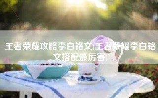 王者荣耀攻略李白铭文(王者荣耀李白铭文搭配最厉害)