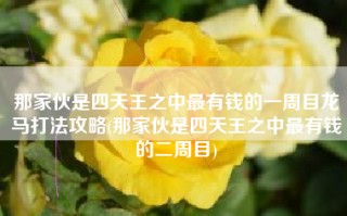 那家伙是四天王之中最有钱的一周目龙马打法攻略(那家伙是四天王之中最有钱的二周目)