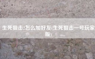 生死狙击2怎么加好友(生死狙击一号玩家版)
