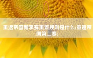 重返帝国新季赛重置规则是什么(重返帝国第二赛)