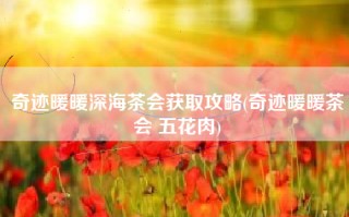 奇迹暖暖深海茶会获取攻略(奇迹暖暖茶会 五花肉)