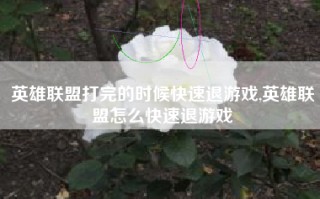 英雄联盟打完的时候快速退游戏,英雄联盟怎么快速退游戏