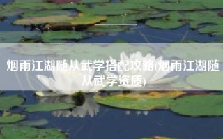 烟雨江湖随从武学搭配攻略(烟雨江湖随从武学资质)