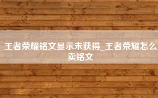 王者荣耀铭文显示未获得_王者荣耀怎么卖铭文