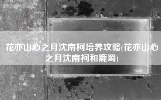 花亦山心之月沈南柯培养攻略(花亦山心之月沈南柯和鹿蜀)