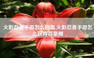 火影忍者手游怎么回血,火影忍者手游怎么获得百豪樱
