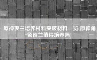 原神夜兰培养材料突破材料一览(原神角色夜兰值得培养吗)