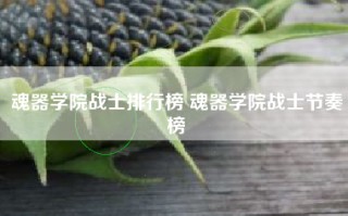 魂器学院战士排行榜 魂器学院战士节奏榜