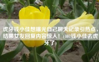 虎牙钱小佳想曝光自己聊天记录引热点，结果女友回复内容惊人！(401钱小佳去虎牙了)