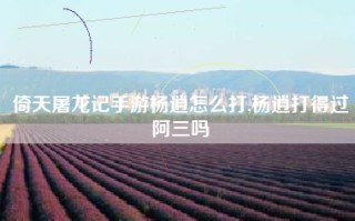 倚天屠龙记手游杨逍怎么打,杨逍打得过阿三吗