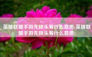 英雄联盟手游先拔头筹什么意思(英雄联盟手游先拔头筹什么意思)