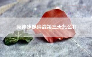 原神残像暗战第三天怎么打