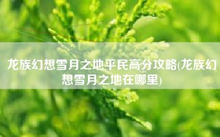 龙族幻想雪月之地平民高分攻略(龙族幻想雪月之地在哪里)