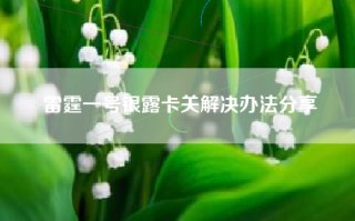 雷霆一号银露卡关解决办法分享