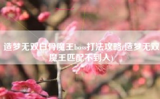 造梦无双白骨魔王boss打法攻略(造梦无双魔王匹配不到人)