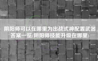 阴阳师可以在哪里为出战式神配置武器答案一览(阴阳师技能升级在哪里)