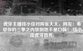 虎牙主播钱小佳对阵张大大，网友：希望你的三拳之内放倒地不是口嗨！(钱小佳虎牙首秀)