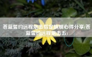 苍蓝誓约远程炮击指定旗舰心得分享(苍蓝誓约远程炮击五)