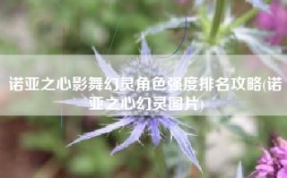 诺亚之心影舞幻灵角色强度排名攻略(诺亚之心幻灵图片)