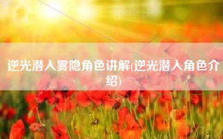 逆光潜入雾隐角色讲解(逆光潜入角色介绍)