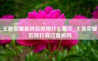 王者荣耀鲁班后羿用什么铭文_王者荣耀后羿打得过鲁班吗