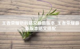王者荣耀铠的铭文最新版本_王者荣耀最新版本铭文搭配