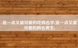 皮一点又蛮可爱的吃鸡名字(皮一点又蛮可爱的网名男生)