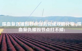 喋血复仇摧毁节点任务完成攻略分享 (喋血复仇摧毁节点打不掉)